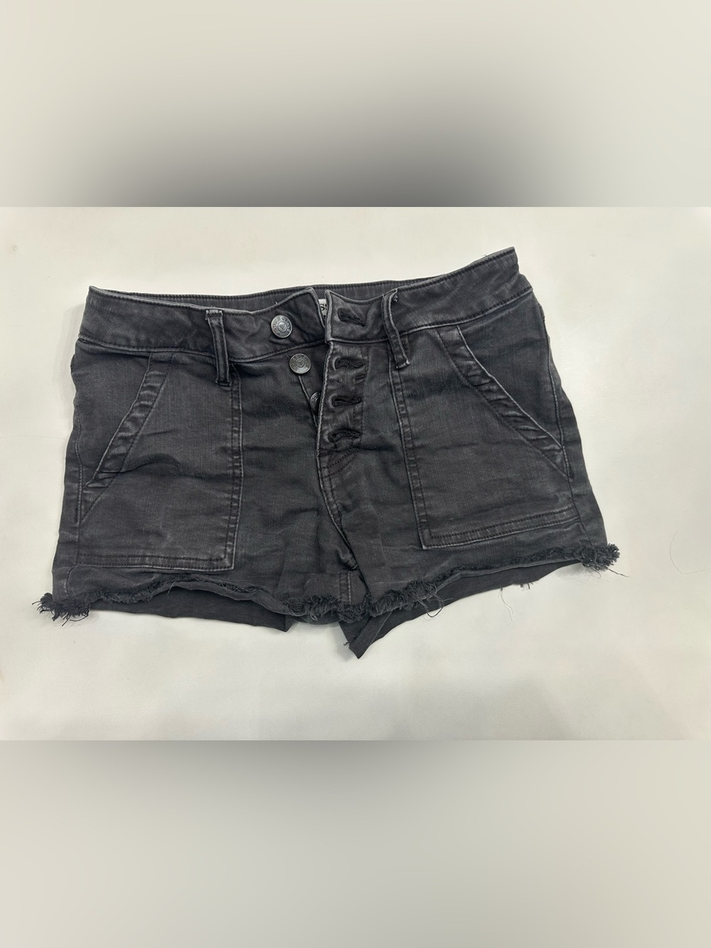 Vigoss Washed Black Marley Short Button Front Denim Shorts size 25